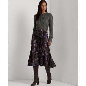 Lauren by Ralph Lauren Size 16 Women’s Pleated Purple Floral Midi Skirt